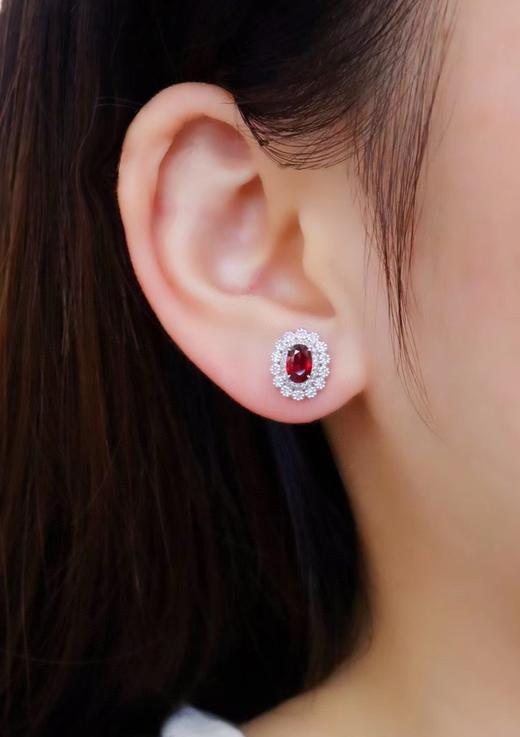 1.0ct 红宝石耳钉 商品图4