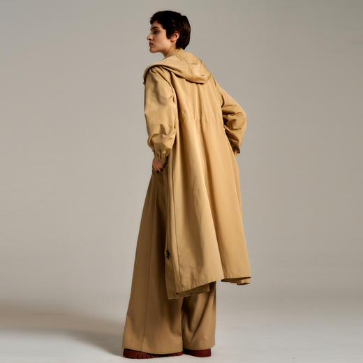 谜底长款风衣女士2024秋季新品休闲风气质连帽抽绳外套243ME1120 商品图2