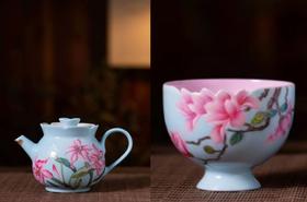 珐琅彩蒂芙妮兰百年好合壶/珐琅彩蒂芙妮兰玉兰杯