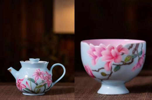 珐琅彩蒂芙妮兰百年好合壶/珐琅彩蒂芙妮兰玉兰杯 商品图0