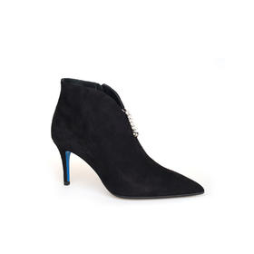 豪麟名鞋LORIBLU女鞋短靴羊反绒面革LR490N黑色