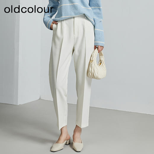 oldcolour秋季新款通勤显瘦高腰烟管裤职业直筒西装裤女P340704A1 商品图0