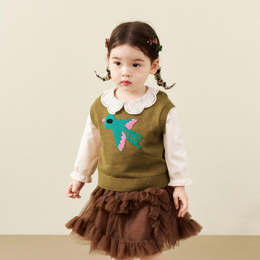 迷你巴拉男女童针织背心柔软萌趣毛衫秋新款 商品图2