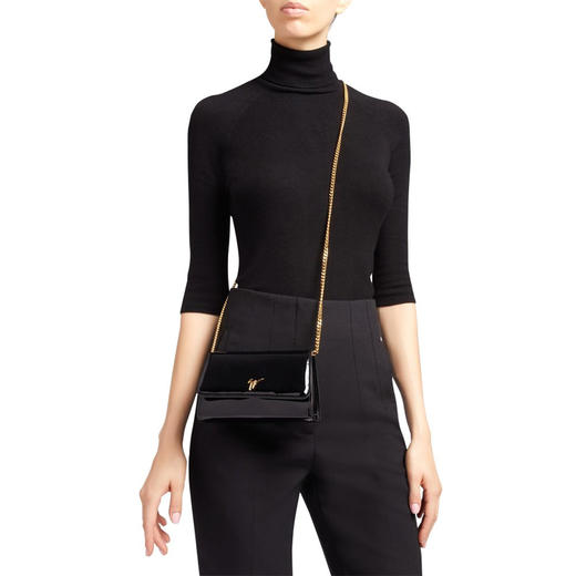 Giuseppe Zanotti 女士金属签名徽标单肩包 黑色 EB40007001 商品图3