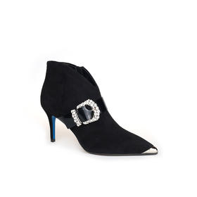 豪麟名鞋LORIBLU女鞋短靴羊反绒面革LR81N黑色