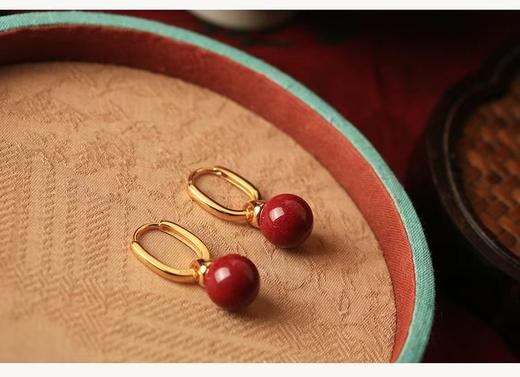 朱砂红事事圆满国风大气耳环脱敏925银针镀金 商品图4