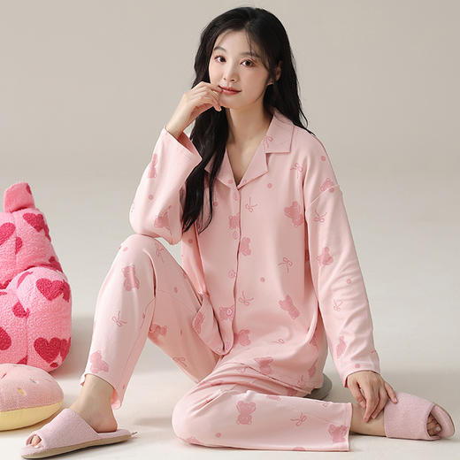 雀说  睡衣女士春秋季纯棉长袖家居服两件套W5367A 商品图0