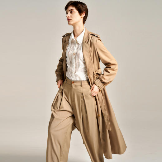 谜底长风衣女士2024秋新品通勤风优雅知性宽松垂感外套243ME1169 商品图1