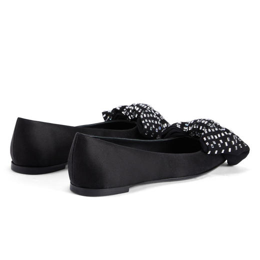 Giuseppe Zanotti 女士签名徽标蝴蝶结平底鞋 黑色 E460018001 商品图1