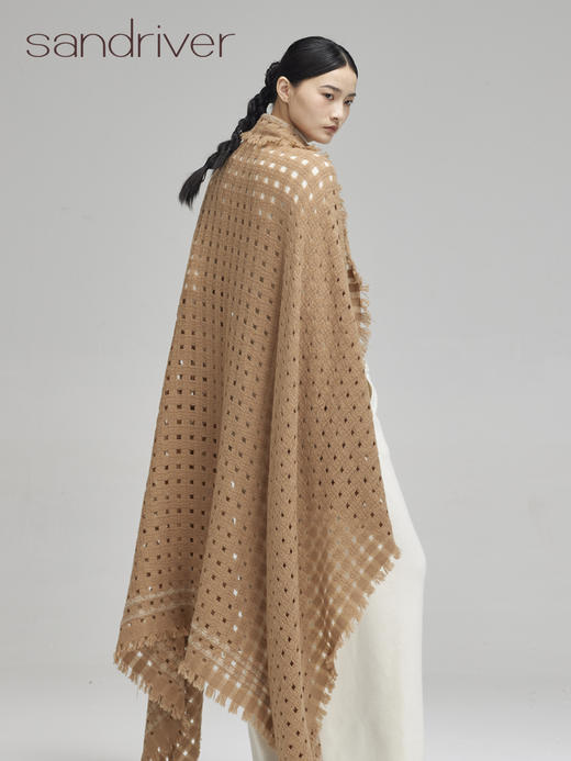 青海羊绒撞色镂空围巾SJF96W222N 商品图3