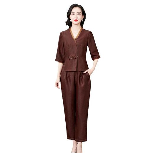 KQ-221615+221556洋气质时尚桑蚕丝套装大码显瘦真丝香云纱职业休闲两件套 商品图4