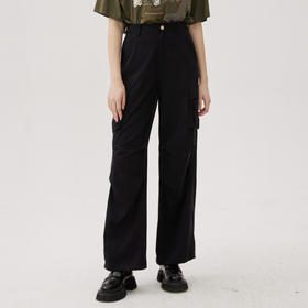 谜底休闲裤长裤女士2024秋季新品工装风百搭帅气直筒裤243MK0976