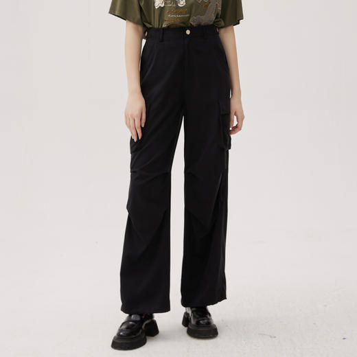 谜底休闲裤长裤女士2024秋季新品工装风百搭帅气直筒裤243MK0976 商品图0