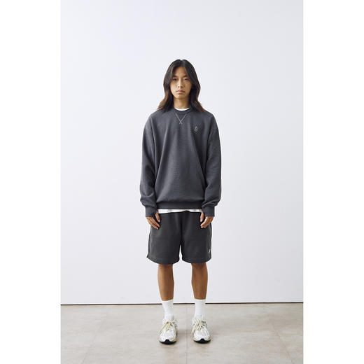 吃茶去chichaqu2024宽松复古华夫格刺绣圆领卫衣休闲运动百搭 商品图1