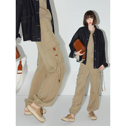 【限时特惠】COCOBELLA[100%莱赛尔]大口袋捏褶工装裤女束口休闲裤PA3030 商品图3