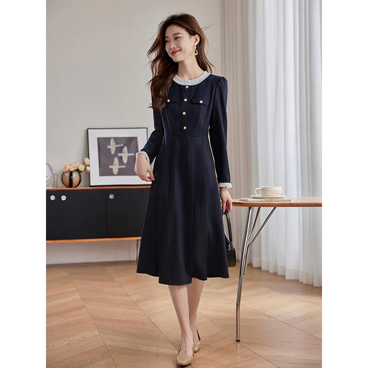 【129选3件，不退换】熙世界法式小香风红色连衣裙2025秋季新款气质复古优雅赫本长裙 商品图4