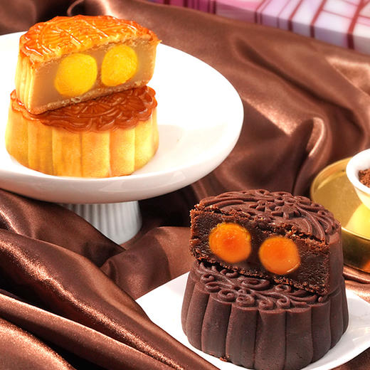 【广州酒家&Dove】巧克力双黄白莲蓉月饼礼盒720g4粒装 商品图1