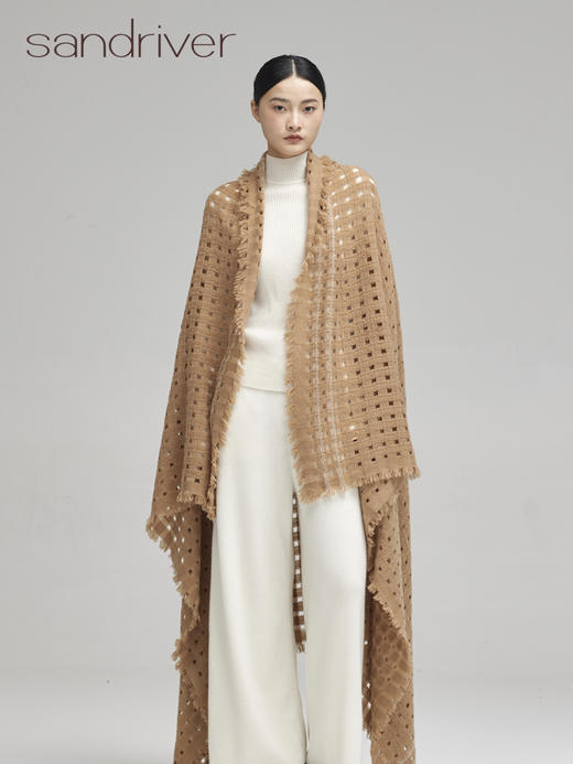 青海羊绒撞色镂空围巾SJF96W222N 商品图0