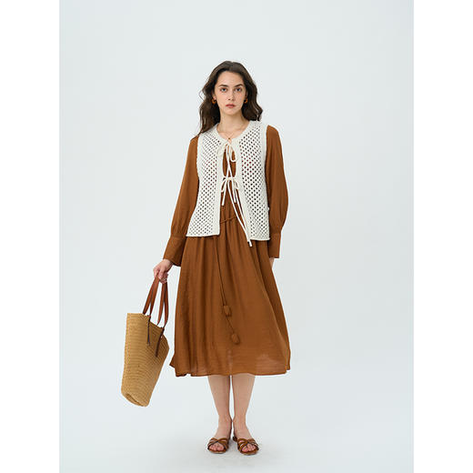 HeyDress镂空系带马甲女早秋圈圈纱设计感别致时尚百搭针织背心 商品图2