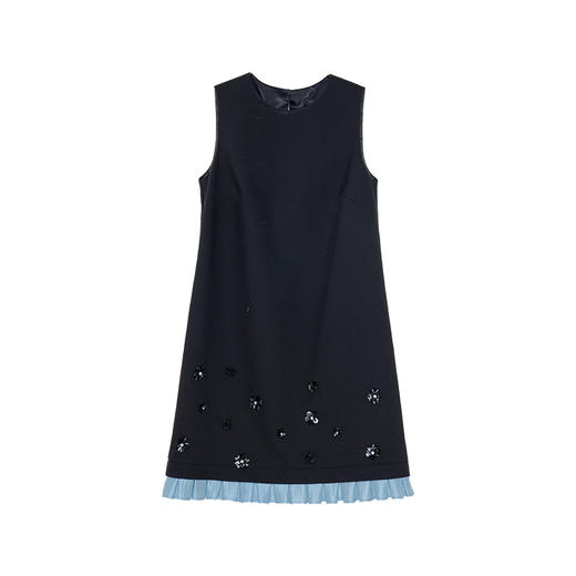 Heydress立体珠花背心裙女春秋法式复古设计感手工缝制撞色连衣裙 商品图4