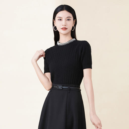 SNE3BD174诗梦女装珍珠装饰领针织衫 商品图3