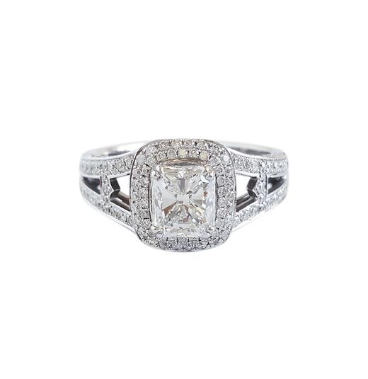 【天然正品】2.02克拉 G颜色VS2净度 18K白金钻石戒指 25号  钻戒 GIA证书  0212KC01 商品图0