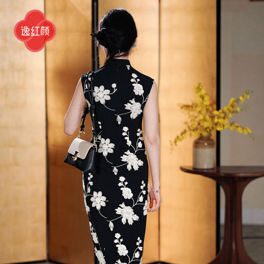 逸红颜书卷复古黑色国潮超火爆款性感小黑裙新中式改良旗袍舞黛 商品图3