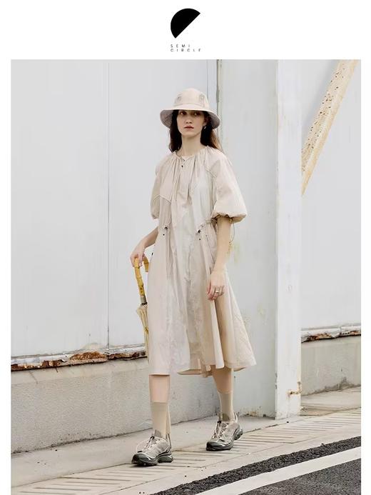 半圆/D24201323/不规则拼接抽绳连衣裙 商品图1