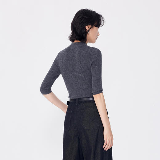 NEELLY纳俪商场同款早秋新款7分袖半高领针织衫女修身打底衫上衣N24081A01068 商品图1