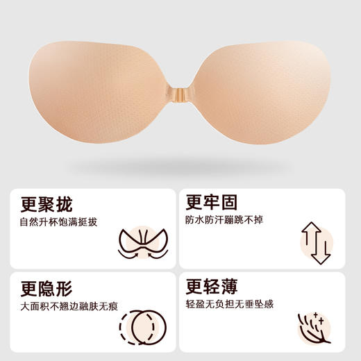好奇蜜斯硅胶防凸点小胸聚拢胸贴女隐形性感乳贴婚纱上托夏薄显大  肤感青芒果乳贴 商品图1