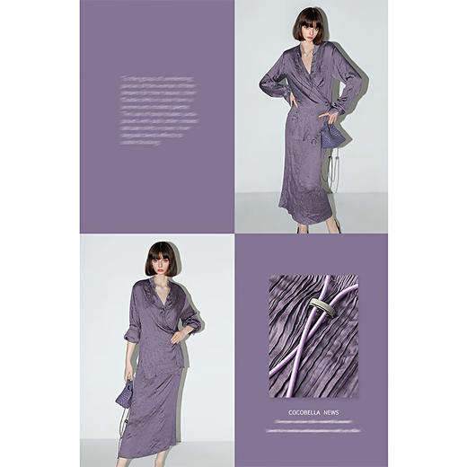 COCOBELLA丝光缎面压褶气质通勤半身裙温柔垂顺遮胯筒裙HS7026B 商品图1