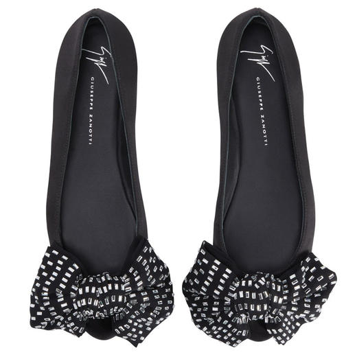 Giuseppe Zanotti 女士签名徽标蝴蝶结平底鞋 黑色 E460018001 商品图2