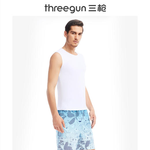 Threegun三枪 【高支新疆长绒棉】圆领男士无袖背心打底衫-22797A911 商品图1