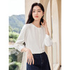 【专属特价】熙世界白色刺绣七分袖衬衣女2025早秋新款法式减龄圆领衬衫上衣 商品缩略图1