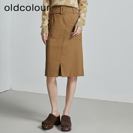 oldcolour秋季新款设计感小众显瘦开叉包臀半身裙子女P330602A1 商品图0