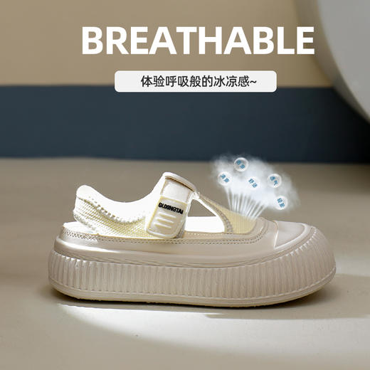 【上脚超软！！】CuckooBird魔术贴镂空小白鞋 轻盈柔软 俏皮减龄时尚百搭 防滑耐磨 舒适透气 商品图2