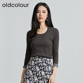 oldcolour春秋季新款气质修身显瘦圆领针织套头衫女P320510A1