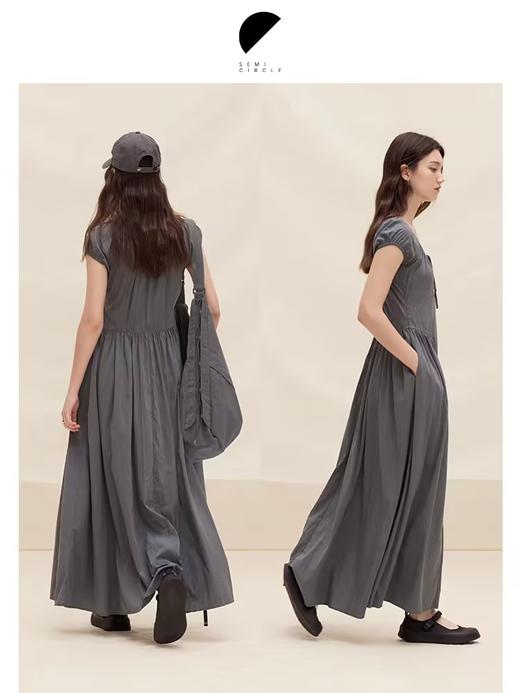 半圆/D24202190/抽皱U领休闲连衣裙 商品图0