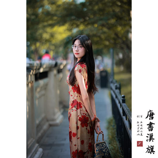 【丹彩】天丝印花鲜艳华丽风改良新中式旗袍 商品图2