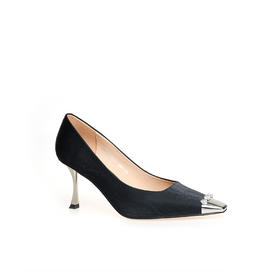 豪麟名鞋奥莱迪嘉女鞋皮鞋丝绒牛皮革DJHJA42WP024黑色  原价1960元