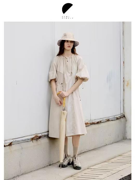 半圆/D24201323/不规则拼接抽绳连衣裙 商品图0