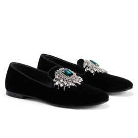 Giuseppe Zanotti 女士签名徽标镶钻乐福鞋 黑色 E460019001