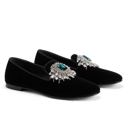 Giuseppe Zanotti 女士签名徽标镶钻乐福鞋 黑色 E460019001 商品图0