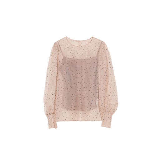 HeyDress复古植绒波点衬衫女秋季外搭罩衫气质雪纺衫吊带套装上衣 商品图4