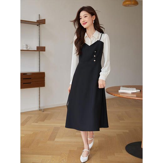 【五折购】熙世界法式假两件衬衫连衣裙2025秋季新款通勤正式场合气质裙子 商品图4