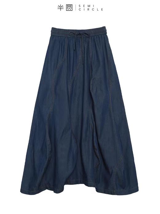 半圆/D23115035/高腰抽绳小众中长款a字牛仔裙 商品图3