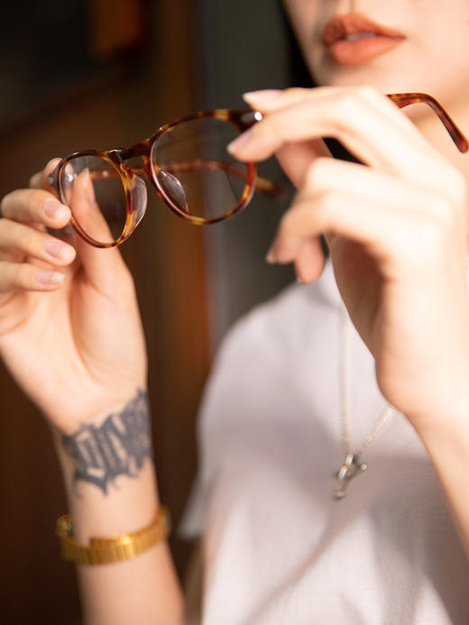 马登女装玳瑁色超轻细框Boston眼镜圆形蝌蚪同款近视平光镜架男潮 商品图4