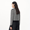 NEELLY纳俪商场同款秋季新款羊毛混纺黑白条纹显瘦针织开衫上衣女N24081A01066 商品缩略图1