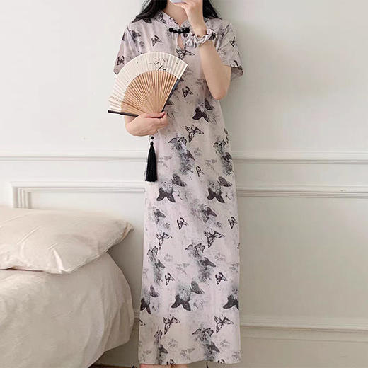 新中式棉绸旗袍裙 ，轻薄凉爽，出再多汗都不沾身，90-150斤都能穿【G】 商品图0