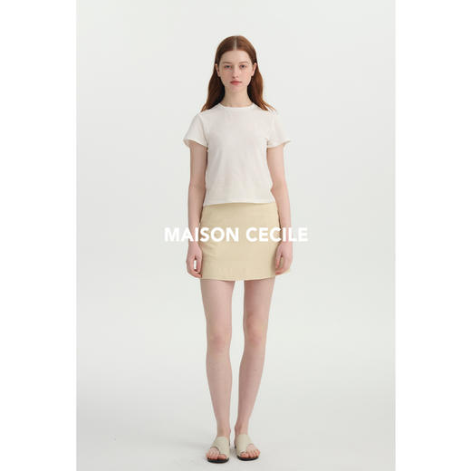 MAISON CECILE极简四色百搭显比例亚麻A字防走光短裙 商品图1